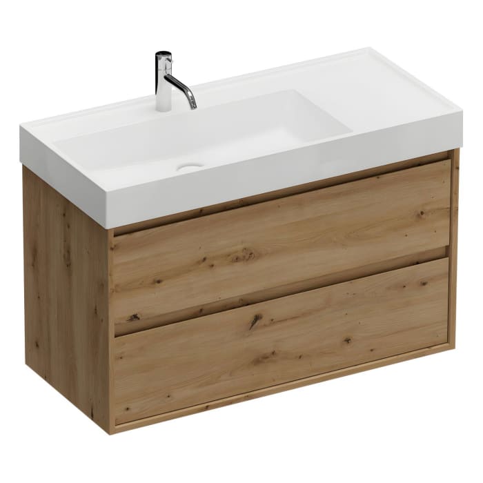 burgbad Devio Mineralguss-Waschtisch mit Unterschrank 100,5 cm, 2 Auszüge