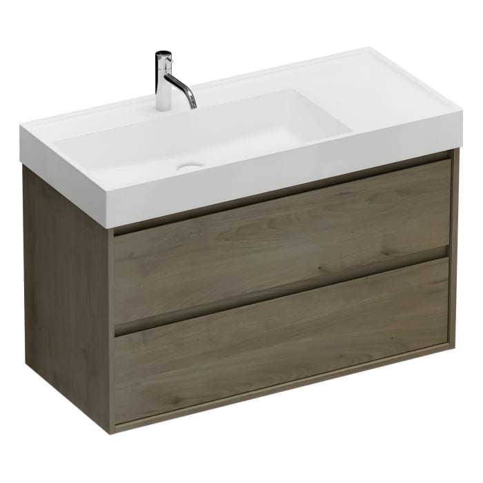 burgbad Devio Mineralguss-Waschtisch mit Unterschrank 100,5 cm, 2 Auszüge
