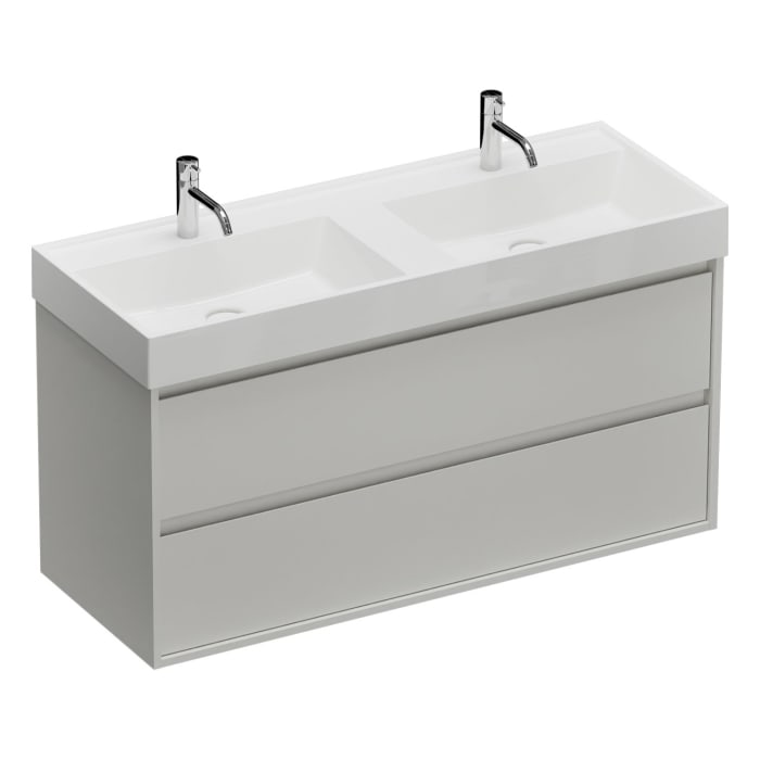 burgbad Devio Mineralguss-Waschtisch mit Unterschrank 120,5 cm, 2 Auszüge