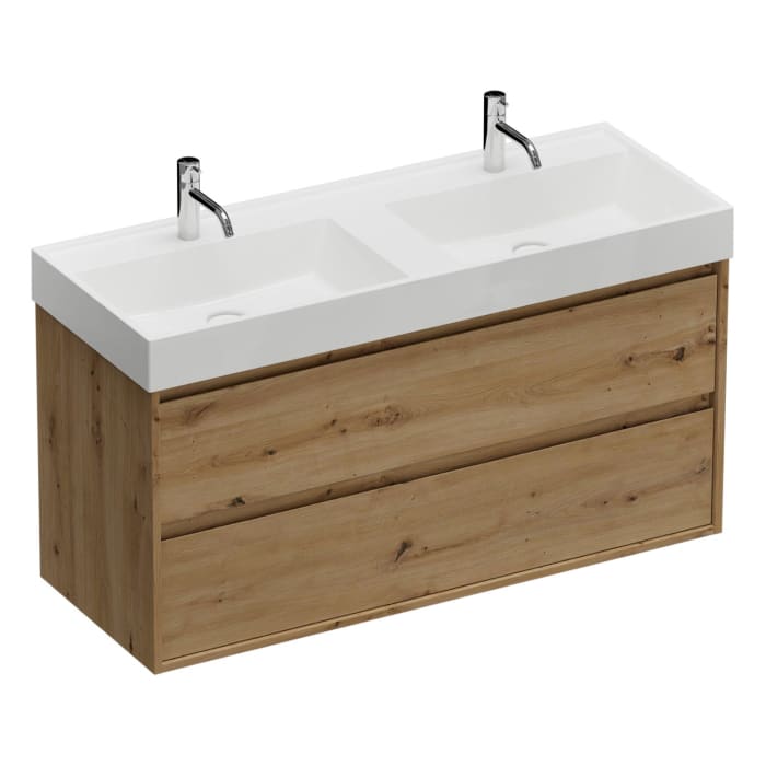 burgbad Devio Mineralguss-Waschtisch mit Unterschrank 120,5 cm, 2 Auszüge