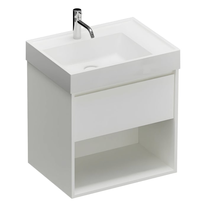 burgbad Devio Mineralguss-Waschtisch mit Unterschrank 60,5 cm, 1 Auszug