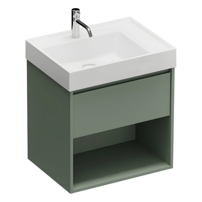 burgbad Devio Mineralguss-Waschtisch mit Unterschrank 60,5 cm, 1 Auszug
