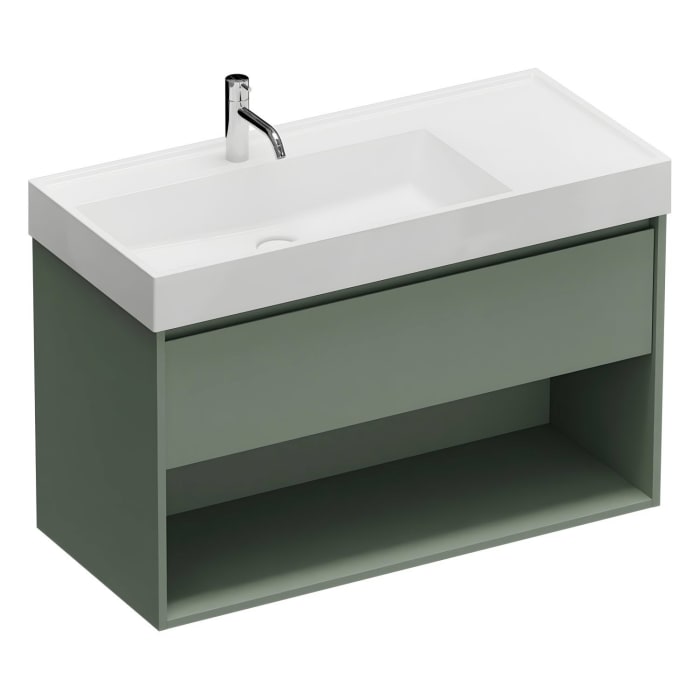burgbad Devio Mineralguss-Waschtisch mit Unterschrank 100,5 cm, 1 Auszug