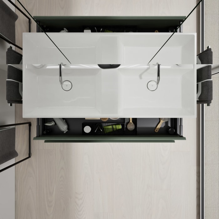 burgbad Devio Mineralguss-Waschtisch mit Unterschrank 120,5 cm, 2 Auszüge