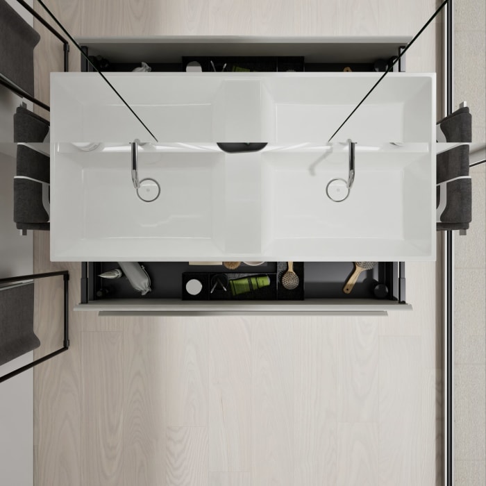 burgbad Devio Mineralguss-Waschtisch mit Unterschrank 120,5 cm, 2 Auszüge