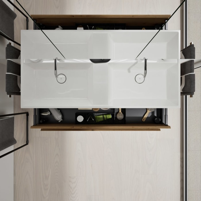 burgbad Devio Mineralguss-Waschtisch mit Unterschrank 120,5 cm, 2 Auszüge