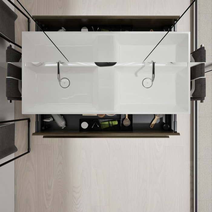 burgbad Devio Mineralguss-Waschtisch mit Unterschrank 120,5 cm, 2 Auszüge