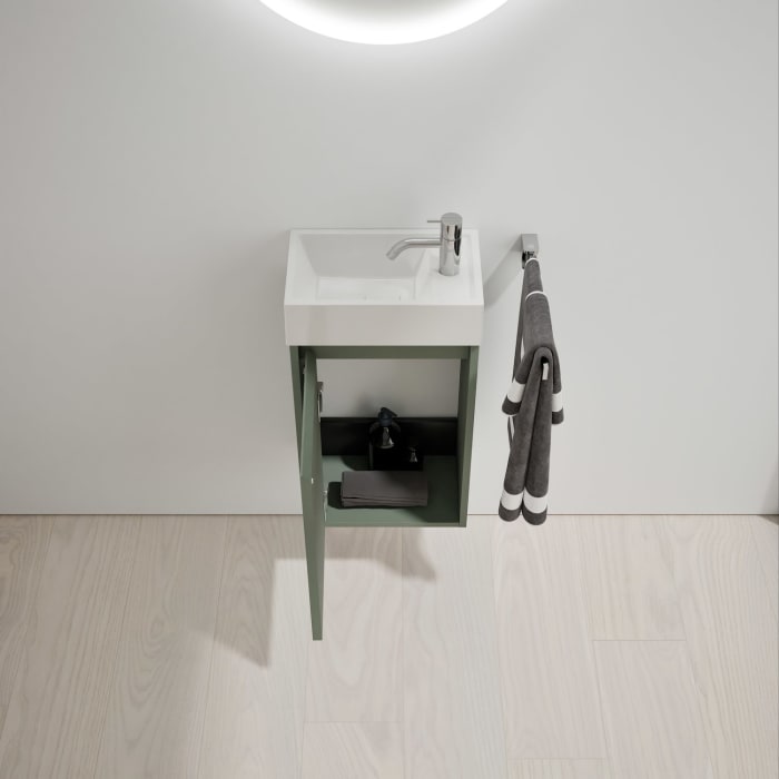 burgbad Devio Mineralguss-Waschtisch mit Unterschrank 37 cm, Türanschlag links