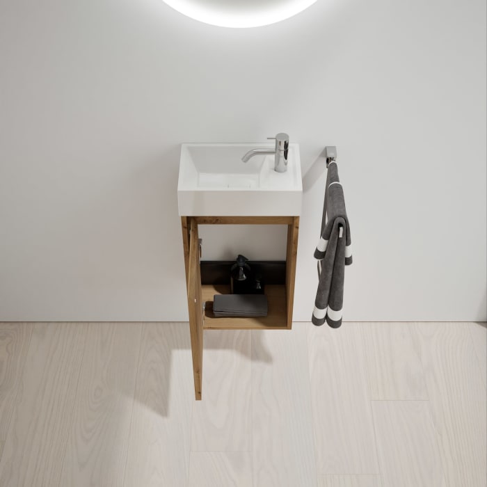 burgbad Devio Mineralguss-Waschtisch mit Unterschrank 37 cm, Türanschlag links