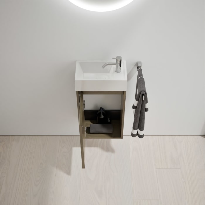 burgbad Devio Mineralguss-Waschtisch mit Unterschrank 37 cm, Türanschlag links