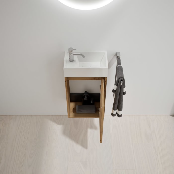 burgbad Devio Mineralguss-Waschtisch mit Unterschrank 37 cm, Türanschlag rechts