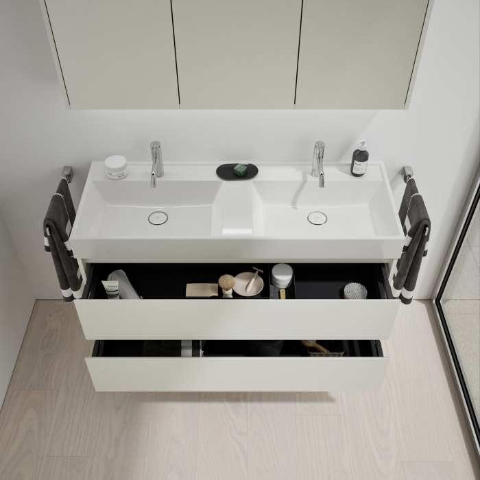 burgbad Devio Mineralguss-Waschtisch mit Unterschrank 120,5 cm, 2 Auszüge