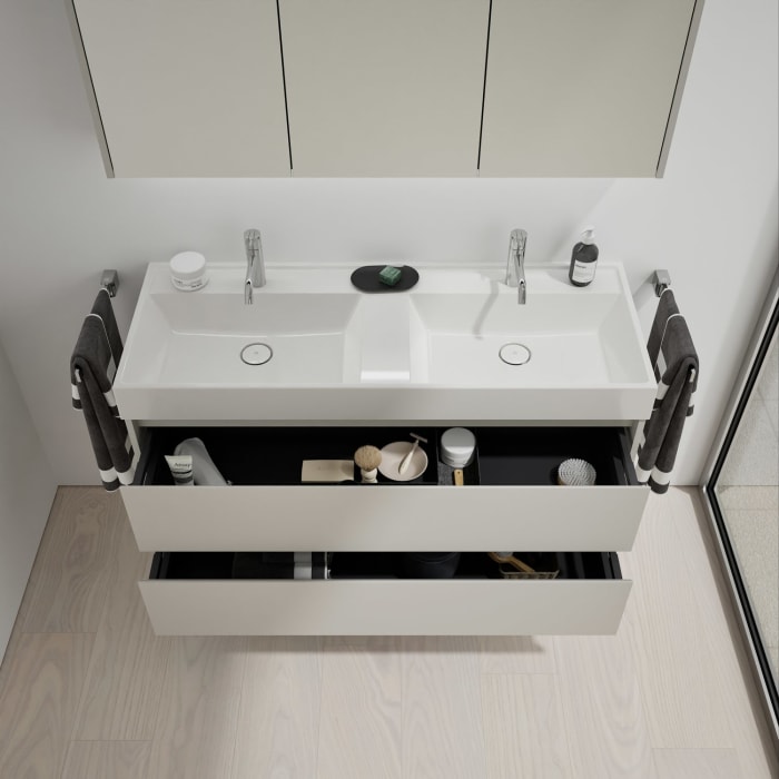 burgbad Devio Mineralguss-Waschtisch mit Unterschrank 120,5 cm, 2 Auszüge