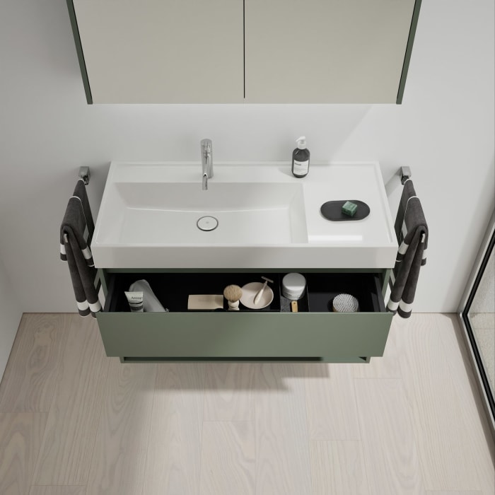 burgbad Devio Mineralguss-Waschtisch mit Unterschrank 100,5 cm, 1 Auszug