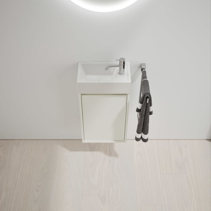 burgbad Devio Mineralguss-Waschtisch mit Unterschrank 37 cm, Türanschlag links