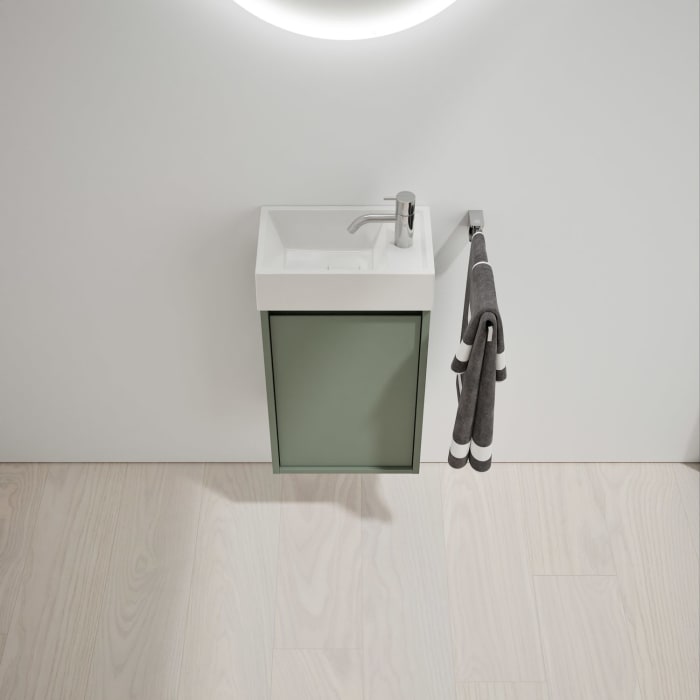 burgbad Devio Mineralguss-Waschtisch mit Unterschrank 37 cm, Türanschlag links