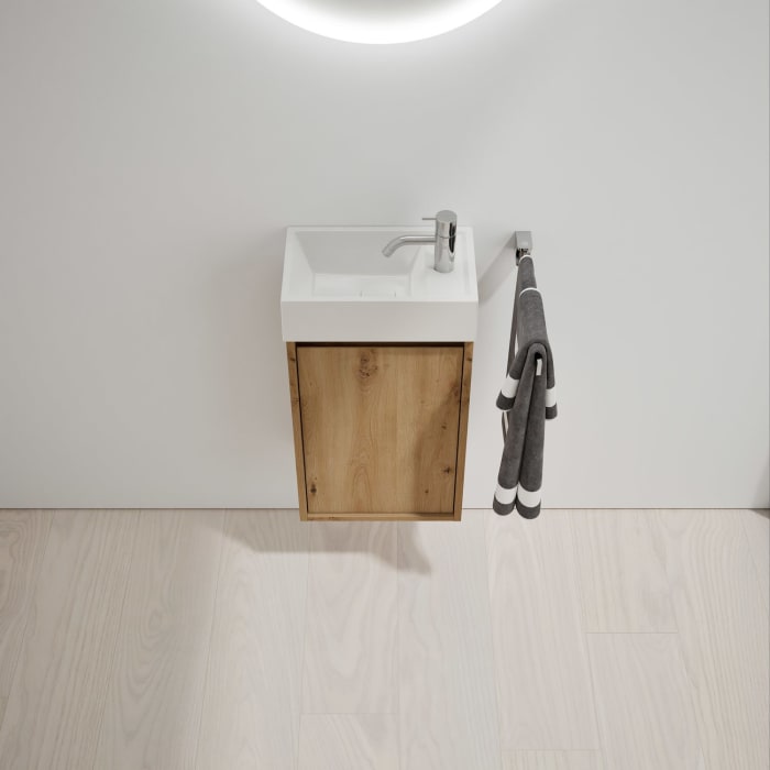 burgbad Devio Mineralguss-Waschtisch mit Unterschrank 37 cm, Türanschlag links