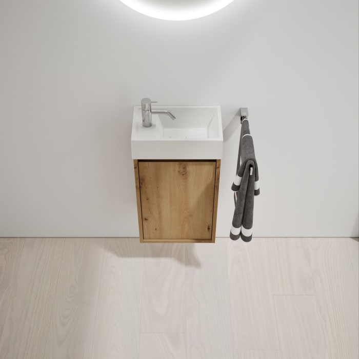 burgbad Devio Mineralguss-Waschtisch mit Unterschrank 37 cm, Türanschlag rechts