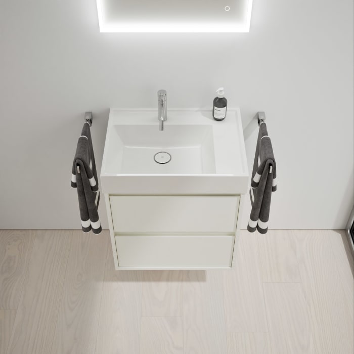 burgbad Devio Mineralguss-Waschtisch mit Unterschrank 60,5 cm, 2 Auszüge