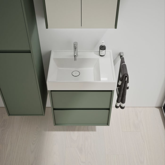 burgbad Devio Mineralguss-Waschtisch mit Unterschrank 60,5 cm, 2 Auszüge
