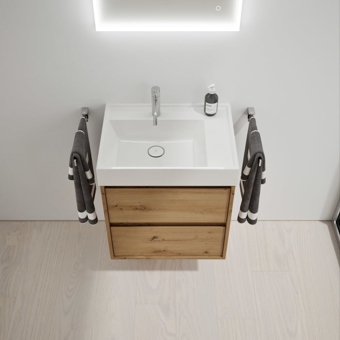 burgbad Devio Mineralguss-Waschtisch mit Unterschrank 60,5 cm, 2 Auszüge