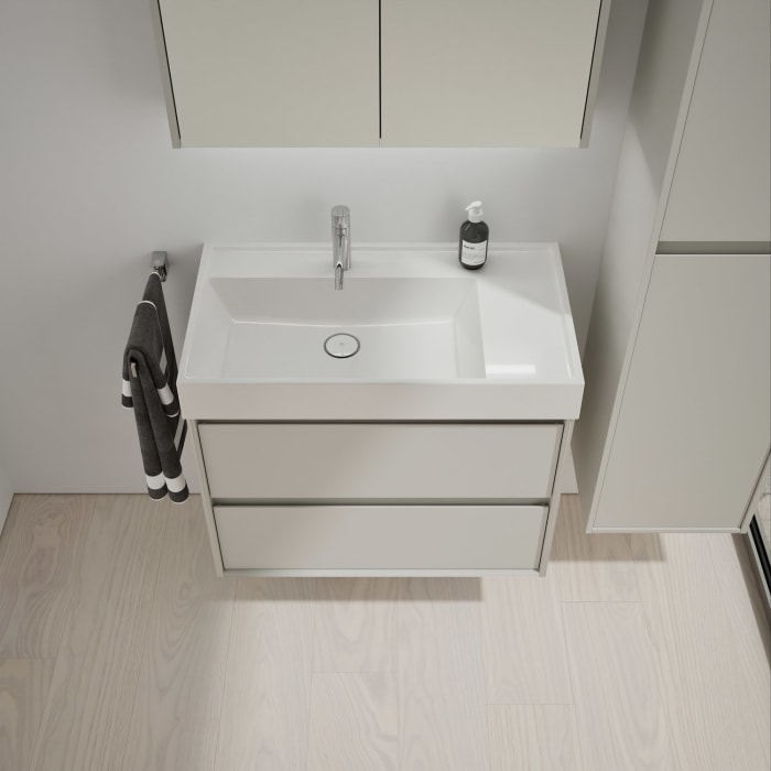 burgbad Devio Mineralguss-Waschtisch mit Unterschrank 80,5 cm, 2 Auszüge