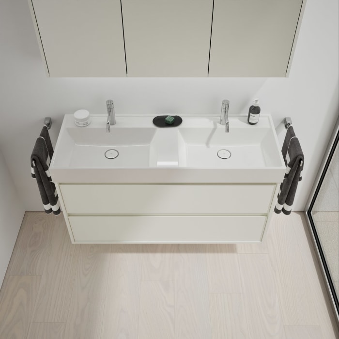 burgbad Devio Mineralguss-Waschtisch mit Unterschrank 120,5 cm, 2 Auszüge