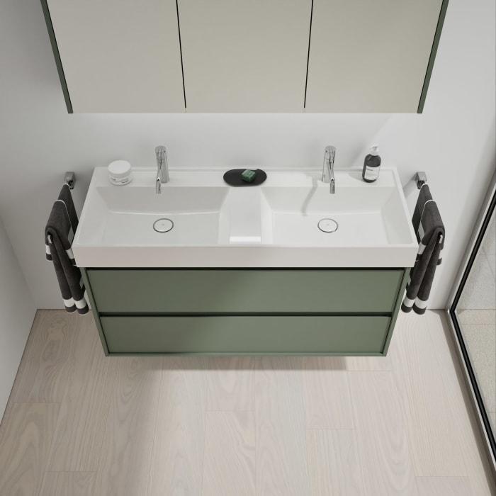burgbad Devio Mineralguss-Waschtisch mit Unterschrank 120,5 cm, 2 Auszüge