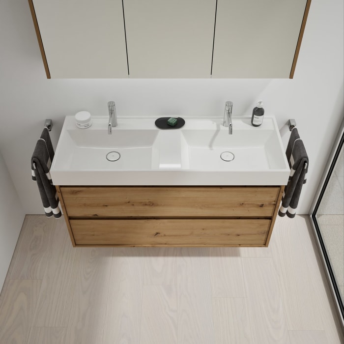burgbad Devio Mineralguss-Waschtisch mit Unterschrank 120,5 cm, 2 Auszüge