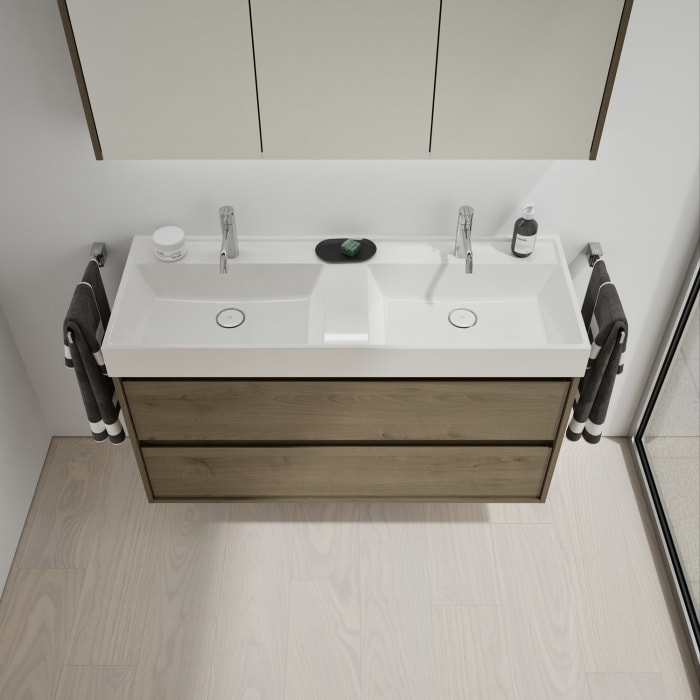 burgbad Devio Mineralguss-Waschtisch mit Unterschrank 120,5 cm, 2 Auszüge