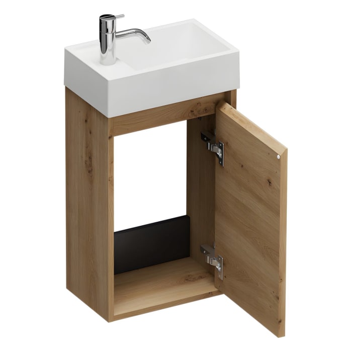 burgbad Devio Mineralguss-Waschtisch mit Unterschrank 37 cm, Türanschlag links
