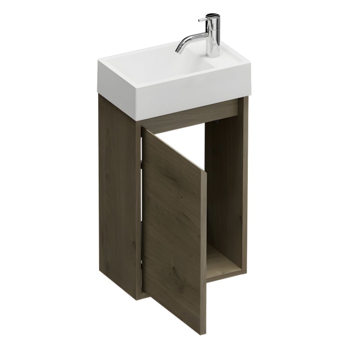 burgbad Devio Mineralguss-Waschtisch mit Unterschrank 37 cm, Türanschlag rechts