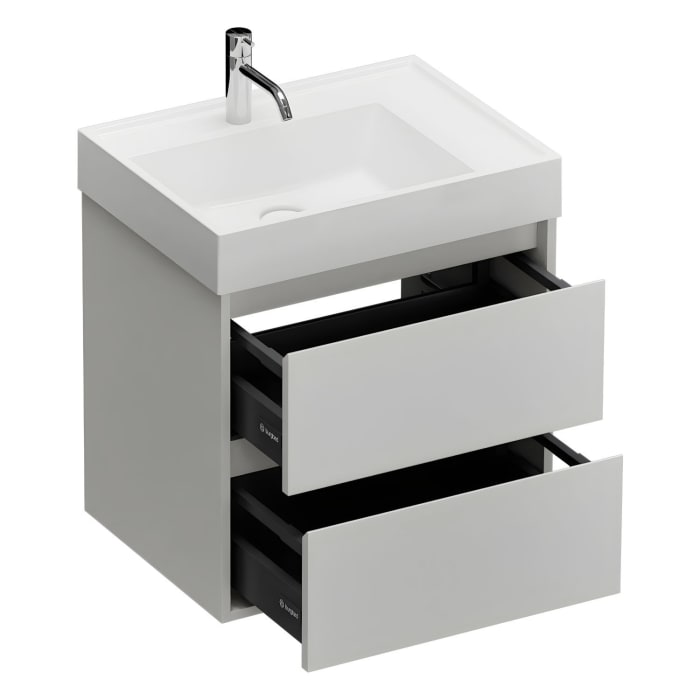 burgbad Devio Mineralguss-Waschtisch mit Unterschrank 60,5 cm, 2 Auszüge