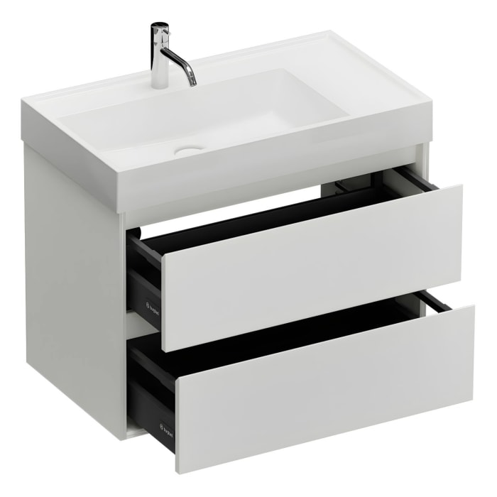 burgbad Devio Mineralguss-Waschtisch mit Unterschrank 80,5 cm, 2 Auszüge