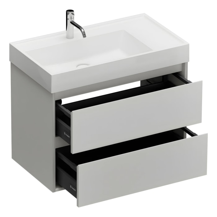 burgbad Devio Mineralguss-Waschtisch mit Unterschrank 80,5 cm, 2 Auszüge