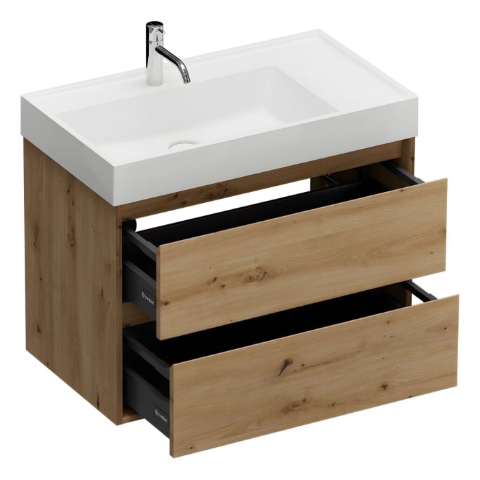 burgbad Devio Mineralguss-Waschtisch mit Unterschrank 80,5 cm, 2 Auszüge