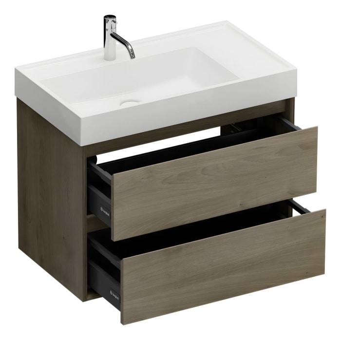 burgbad Devio Mineralguss-Waschtisch mit Unterschrank 80,5 cm, 2 Auszüge