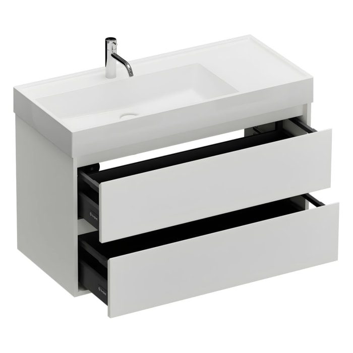 burgbad Devio Mineralguss-Waschtisch mit Unterschrank 100,5 cm, 2 Auszüge