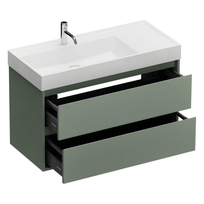 burgbad Devio Mineralguss-Waschtisch mit Unterschrank 100,5 cm, 2 Auszüge