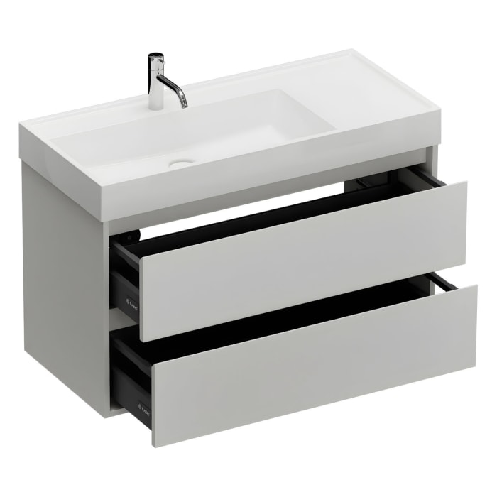 burgbad Devio Mineralguss-Waschtisch mit Unterschrank 100,5 cm, 2 Auszüge