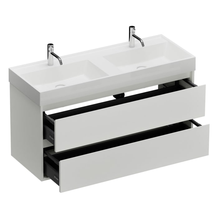 burgbad Devio Mineralguss-Waschtisch mit Unterschrank 120,5 cm, 2 Auszüge