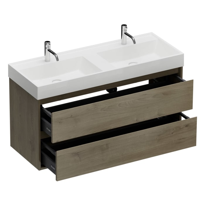 burgbad Devio Mineralguss-Waschtisch mit Unterschrank 120,5 cm, 2 Auszüge