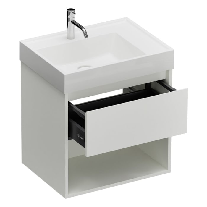 burgbad Devio Mineralguss-Waschtisch mit Unterschrank 60,5 cm, 1 Auszug
