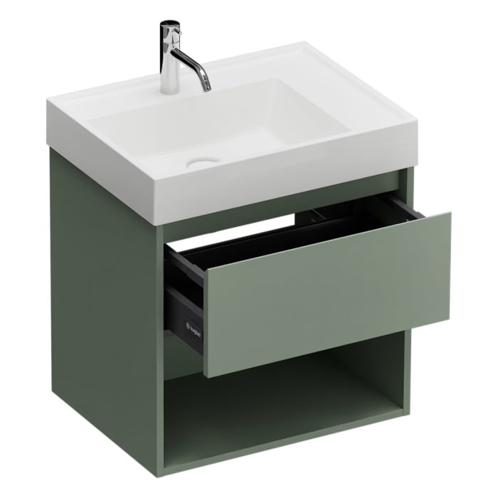 burgbad Devio Mineralguss-Waschtisch mit Unterschrank 60,5 cm, 1 Auszug