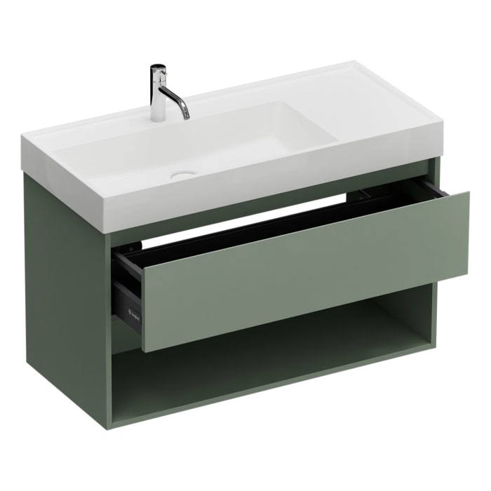 burgbad Devio Mineralguss-Waschtisch mit Unterschrank 100,5 cm, 1 Auszug