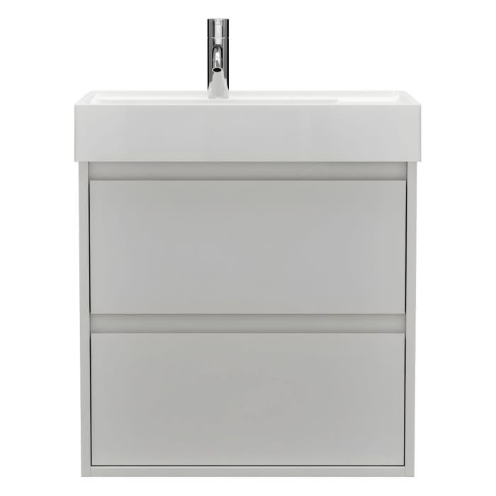burgbad Devio Mineralguss-Waschtisch mit Unterschrank 60,5 cm, 2 Auszüge