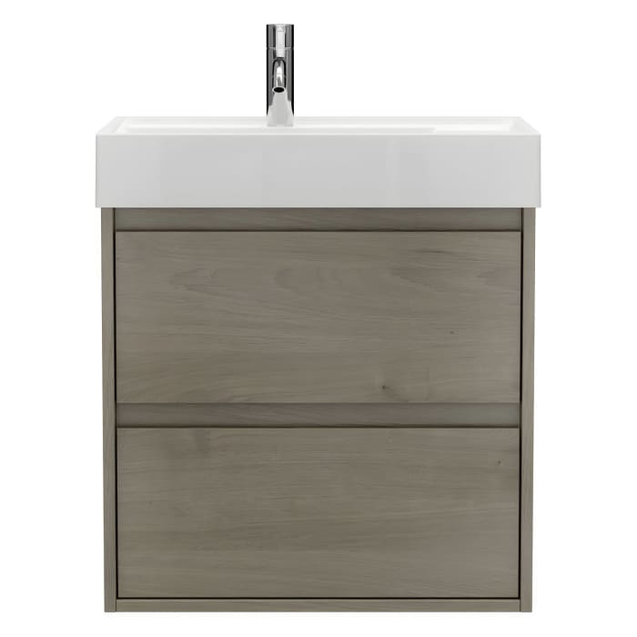 burgbad Devio Mineralguss-Waschtisch mit Unterschrank 60,5 cm, 2 Auszüge