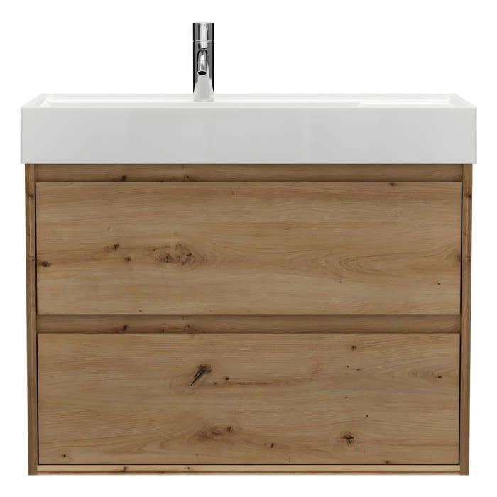 burgbad Devio Mineralguss-Waschtisch mit Unterschrank 80,5 cm, 2 Auszüge