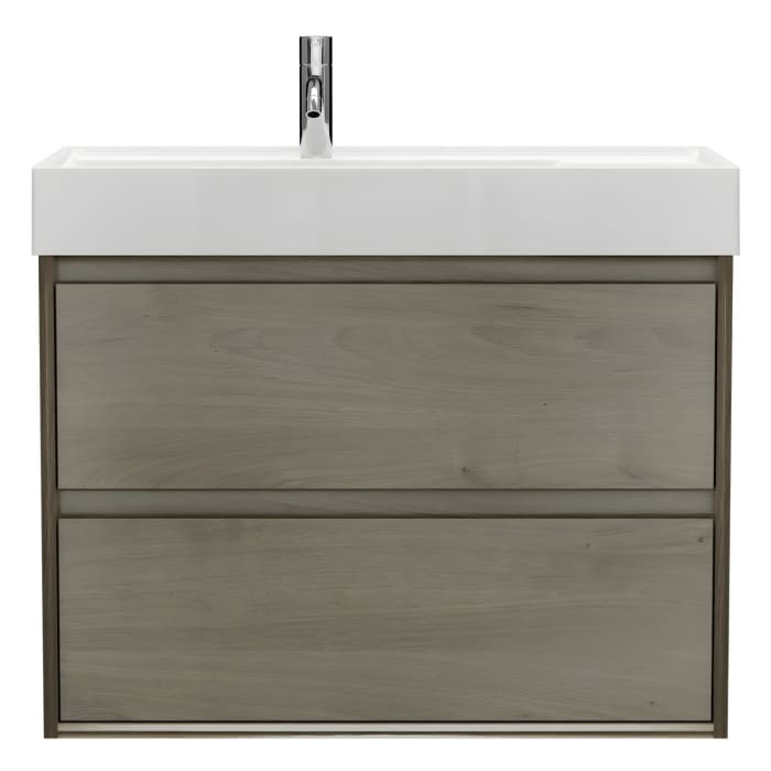 burgbad Devio Mineralguss-Waschtisch mit Unterschrank 80,5 cm, 2 Auszüge