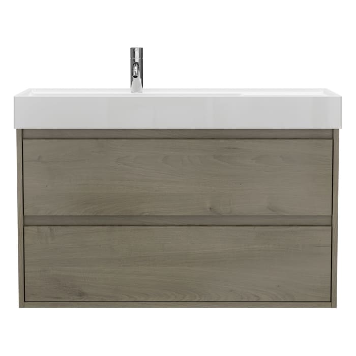 burgbad Devio Mineralguss-Waschtisch mit Unterschrank 100,5 cm, 2 Auszüge